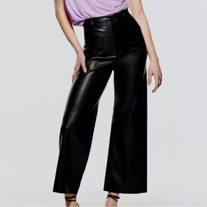 ZARA • Faux Leather Marine Wide leg pants • women’s size 2